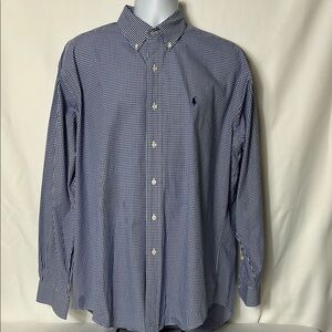 Ralph Lauren Blake Men’s Large Blue White Check Long Sleeve Button Down Shirt